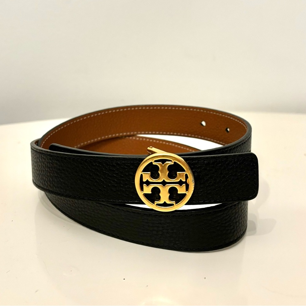 TORY BURCH - Reversible Leather Logo Belt - Size Small